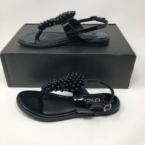 Chico's Shoes - NEW Chico's Black T-Strap Embellished Sandals 6M